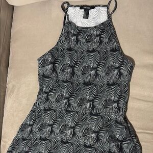 Forever 21 Black and White Leaf Print Dress
